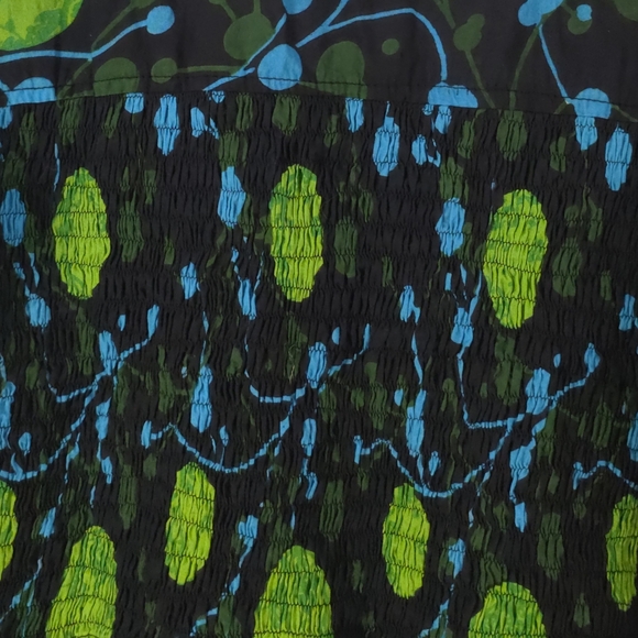 Nid d’abeilles Smocked Cotton Blouse Top Indie Psychedelic Print Size 4 - Picture 9 of 9